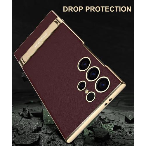 for Samsung Galaxy S24 Ultra Vegan Leather Case with 4 Modes Adjustable Kickstand,Thin Flexible Soft Grip Luxury Vegan Slim Protective Shockproof Phone for Samsung Galaxy S24 Ultra(Red)