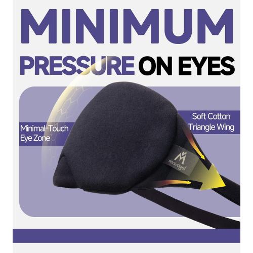Mavogel Cotton Sleep Eye Mask - Updated Design Light Blocking with Adjustable Nose Bridge, Soft and Comfortable Night Eye Mask for Men Women, Eye Blinder for Shift Work, Includes Travel Pouch, Black