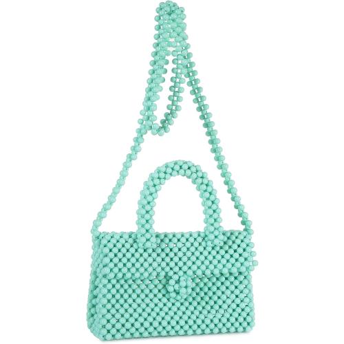 YUSHINY Women Acrylic Beaded Clutch Macaron Color Message Bag with Strap for Wedding Evening Party