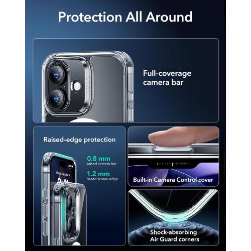 ESR for iPhone 17 Case, Camera Control, Compatible with MagSafe, Shockproof Military-Grade Protection, Magnetic Phone Case for iPhone 17, Classic Hybrid Case, Clear