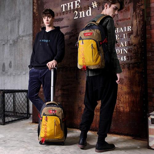 Size 20-22 Color Light Green AOKING 20/22″Water Resistant Rolling Wheeled Backpack Laptop Compartment Bag