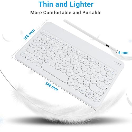 Bluetooth Keyboard and Mouse Combo for iPad - 9.72 Rechargeable Wireless Keyboard & Mouse, Type-C Charging, Perfect for On-The-Go Professionals (White)