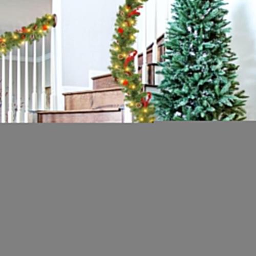 Nerosun 9FT Christmas Garland with 50LED Lights, 2 Pack Battery Operated Prelit Garland Christmas Decorations Timer 8 Mode, Artificial Outdoor Christmas Garland Greenery Pinecone for Indoor Decor