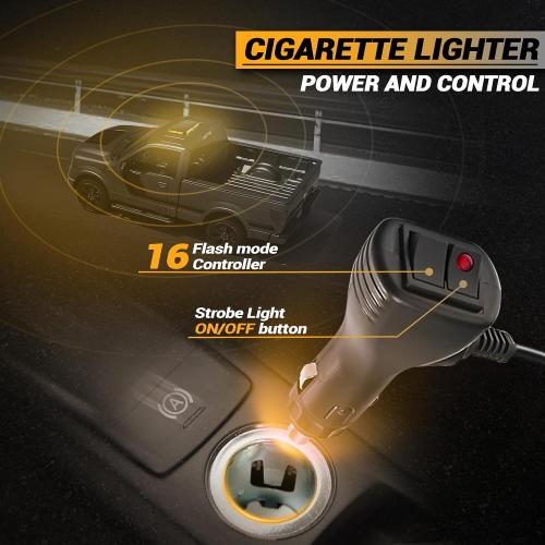 Amber/White Rooftop Magnetic Strobe Lights for Trucks, Emergency Beacon Warning Caution Light for Vehicles Car