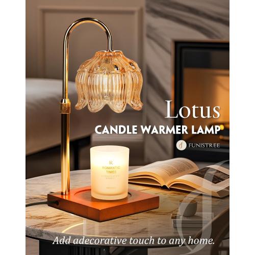 Flower Candle Warmer Lamp with Timer & Dimmer, Adjustable Height Candle Warmer, Birthday Gifts for Women Mom, House Warming New Home Decor, Wax Warmer with 2 Bulbs for Jar Candles