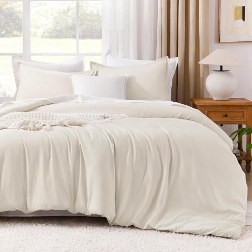 Litanika Comforter King Size Beige, 3 Pieces Lightweight Bedding Comforter Set, Down Alternative Comforter All Season Fluffy Bed Set Gift Choice