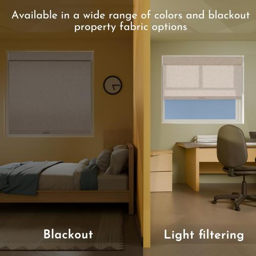 Persilux Blackout Roller Shades for Window Blinds,Cordless,Linen Fabric,Thermal Insulated Fabric UV Protection Shades for Home,Office,Bedroom,Door,Blackout-Beige,27 W X 72 H