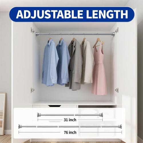 Chrsouly Shower Curtain Rod, 31-76 Inch Adjustable Tension Shower Rod