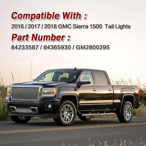 LED Tail Lights Compatible with 2016 2017 2018 GMC Sierra 1500/GMC Sierra 1500 Denali Left Driver Side Rear Lamp Brake Taillight 84233587 84365930 GM2800295(Red left driver's side)