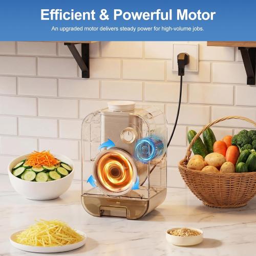 Kawu Electric Cheese Grater, 5-in-1 Automatic Vegetable Slicer Shredder | Salad Maker Food Processor with Container and 10 Blades, Veggie Chopper for Block Cheese, Cabbage, Fruits for Home Kitchen