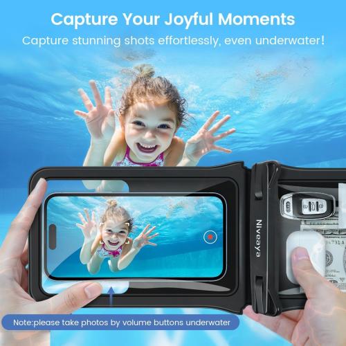 Niveaya Double Space Waterproof Phone Pouch (2-Pack) - IPX8 Phone Case Dry Bag for Beach, Kayak, Cruise Travel Essentials - Compatible with iPhone 17/16/15/14 Pro Max Galaxy S25/S24 Ultra (up to 8.3)