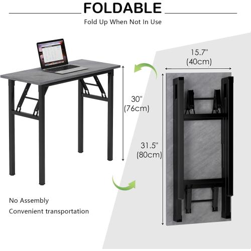Need Small Desk, 31.5 x 15.7 Inches No Assembly Foldable Writing Table,Sturdy and Heavy Duty Folding Computer Desks for Small Space/Home Office/Dormitory AC5LB(80 * 40)