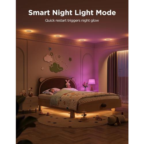 Govee Smart Recessed Lighting 6 Inch, Matter RGBIC LED Recessed Light Work with Alexa, Google Assistant, Dimmable 1100LM Canless Downlight with Junction Box for Living Room, Bedroom, Kitchen 4 Pack