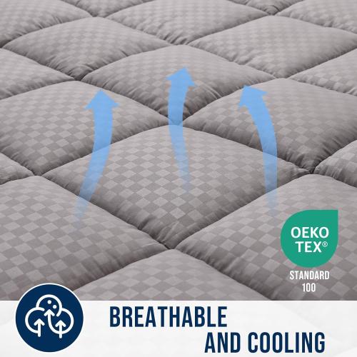 OLANLY King Quilted Fitted Mattress Pad, Cooling Soft Mattress Topper, Elastic Fitted Mattress Cover Stretches up to 21 Inches Deep, Machine Washable Mattress Protector (78in x80 inch, Light Grey)