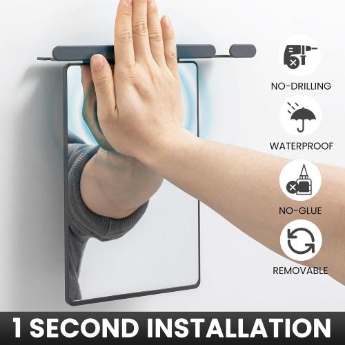 TAILI Shower Mirror Fogless for Shaving with Razor Holder, Fog Free Shower Mirror Suction Wall Mounted for Men & Women, Shatterproof, Removable, Rust-Proof & Waterproof, Grey