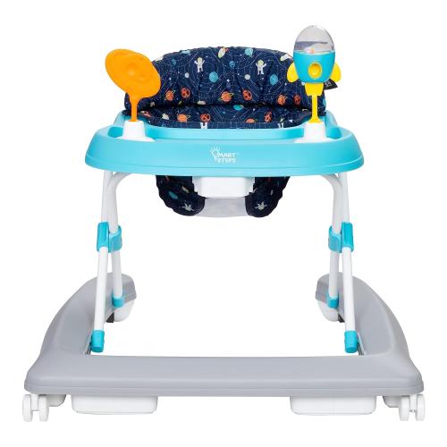 Smart Steps Trend Activity Walker and Entertainer with Removeable Toys, Large Tray, Cup Holder, Adjustable Height and Flat Fold Frame for Storage, Ages 6 Months  , Space Walk Navy