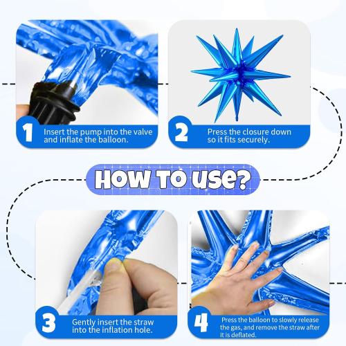 6pcs 22 inch Blue Gold Star Balloons and 4D Large Foil Balloons, Gold Foil Star Balloon Dark Blue 4D Aluminum Balloon For Birthday Baby Shower Party Wedding Father's Day Graduation men boys Decor