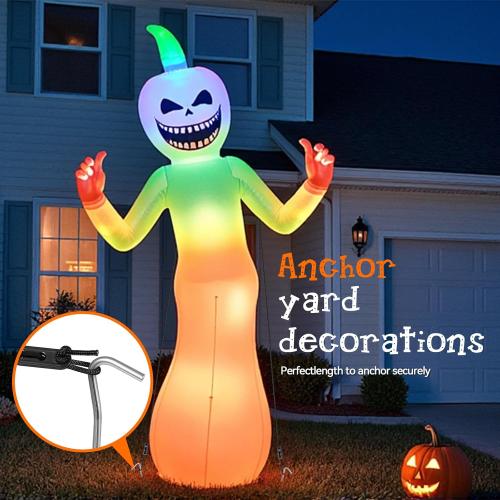 30 Pcs 10 in Stakes for Inflatables Set, Metal Inflatable Stakes Heavy Duty with Hooks, Ropes, Cord Adjuster, Ground Stakes Inflatables for Halloween Christmas Thanksgiving Outdoor Yard Decorations