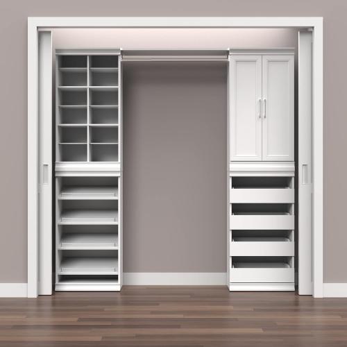 ClosetMaid Modular Storage Angled Shelves, Wood Closet Organizer Adjustable, Stacking, Full Backer, Decorative Trim, White, Shoe Shelf Unit