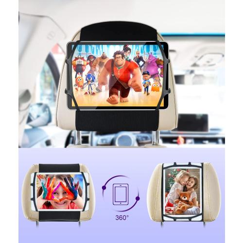 Upgraded Car Headrest Mount Holder, Tablet Holder for Car Back Seat, Tablet Mount for Kids Fits All 7-12.9'' Tablets