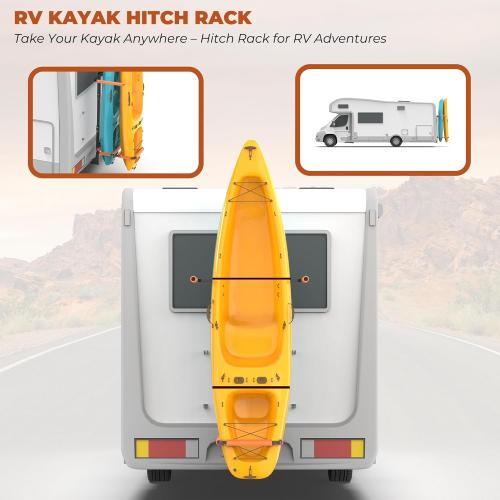 300LBS RV Kayak Rack for 2 Kayaks up to 12FT – Heavy Duty Vertical Hitch Mount Carrier with Reinforced Anti-Bend Base, Adjustable Height, Anti-Loosening Screws – Fits 2” Receiver for RV, Truck, SUV