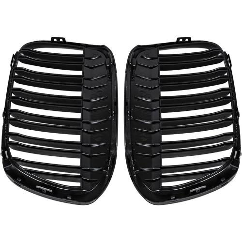 Astra Depot Glossy Black Dual Slats Kidney Grille Compatible with 2016-2018 BMW F48 F49 X1 sDrive18i sDrive20i xDrive25i sDrive16d sDrive18d sDrive20d
