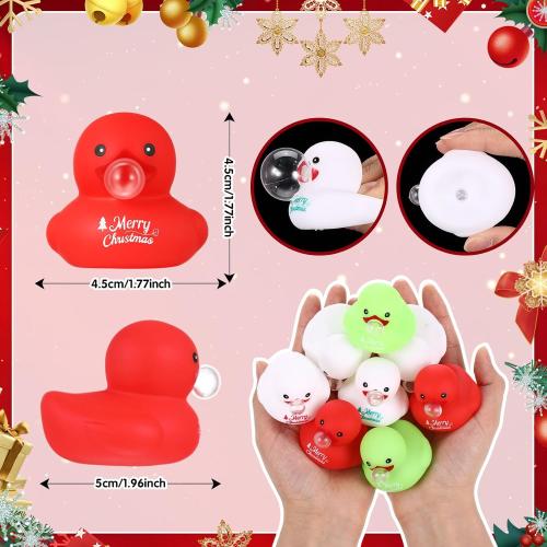 Junkin 100 Pcs Merry Christmas Rubber Ducks Bulk Mini Rubber Ducks Small Duck Bulk Xmas Gift for Halloweens Party Favors (Blow Bubbles Duck)