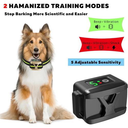 Dog Bark Collar, CMUBH Bark Collar for Large Dog, Rechargeable Anti Bark Collar for Medium Small Dogs with 5 Adjustable Sensitivity and Intensity Beep Vibration
