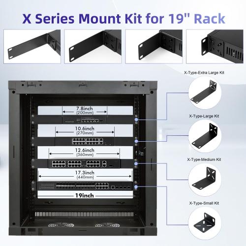 Rack Mount Kit for 7.9 inch Switches, Adjustable Rack Ears for Netgear, Cisco, D-Link, TRENDnet and HP Products, Mount 7.9 Wide to 19 Equipment, Adjustable Hole Distance 14-30mm