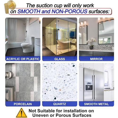 Suction Cup Hooks, Shower Hooks for Inside Shower – Removable Towel Hooks for Bathroom Window Glass Mirror Tile, Bath Robe Looafh Hook for Hanging – Waterproof & Rustproof, Gold(2 Pack)