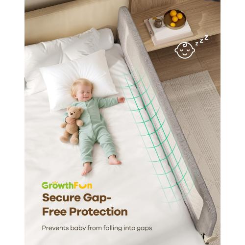 Foldable Bed Rail for Toddlers, 74in Reinforced Carbon Steel Frame&Connectors, Breathable Cationic Fabric - Safety Toddler Bed Rails for Queen, King, Twin, Full, No-Tool Setup.
