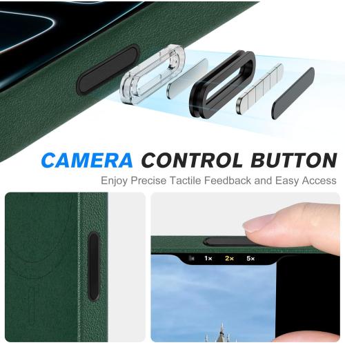 SHIELDON Genuine Leather Case for iPhone 17 Pro Max 6.9 2025 | [Camera Button Updated], Compatible with Magsafe, Magnetic Wireless Charging, Slim Fit, Shockproof, Protective Phone Cover - Evergreen