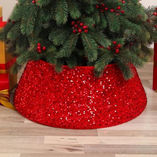Beautiful Festival Tree Base Cover in Sequined Front for Christmas Decoration