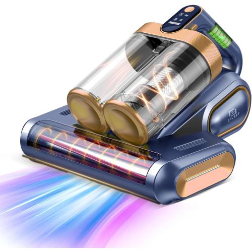 Mattress Vacuum Cleaner, 16KPa Cordless Strong Suction Bed Vacuum with Uv and Ultrasonic, Dual Dust Bins and Washable Filters Effectively Cleans Dust, Pet Hair, Etc