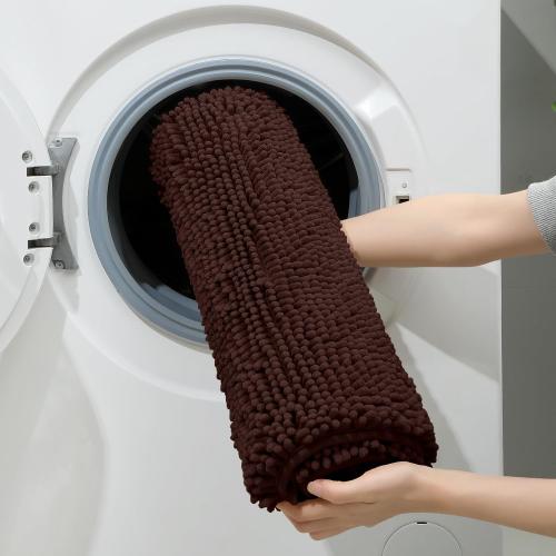 3 Pieces Bathroom Rugs, Ultra Soft Non Slip Absorbent Chenille Toilet Bath Mat Set (Brown,17x24 20x32 U Shape 20x24)