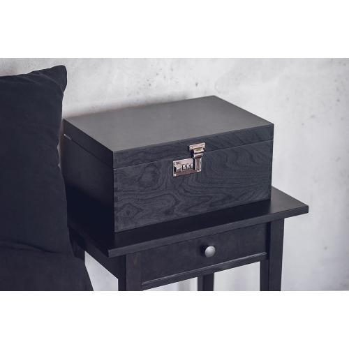 OpenMity Secret Storage Lock Box With Code – Safely Hide Your Precious Items in a Luxurious Large Wooden Storage Box (Black)