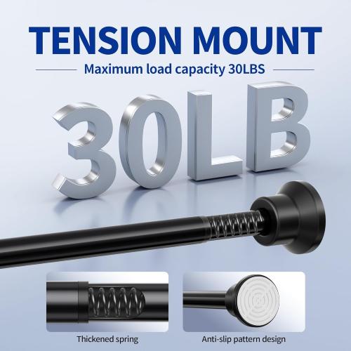 Chrsouly Shower Curtain Rod, 31-76 Inch Adjustable Tension Shower Rod, 1 Diameter Heavy Duty Rust-proof Tension Curtain Rods for Bathroom, Non Slip, No Drill, Black