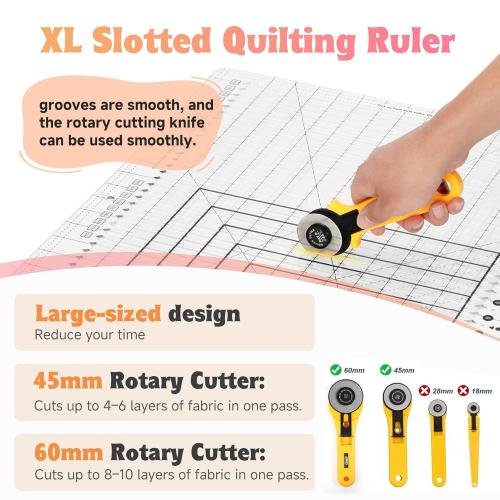 Stripology Ruler for Quilting, XL-Slotted Ruler for Quilting -17-3/4 x 22, Oversized Non-Slip Design, Made with High-Clarity, Durable Acrylic, 5 in 1 Quilt Cutting Template