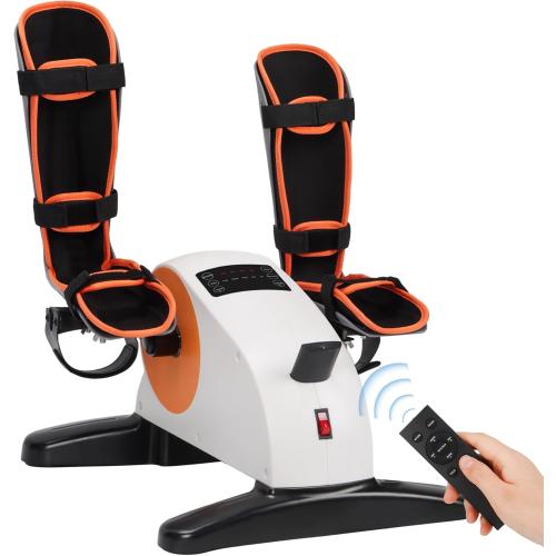 REAQER Electric Pedal Exerciser for Arms & Legs Electric Mini Exercise Bike with Leg Guards Foot Pedal Exerciser for Seniors Rehabilitation and Therapy with LCD Display, White