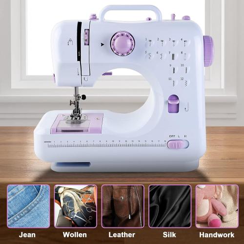Sewing Machine for Beginners & Kids, Mini Portable Sewing Machines with 12 Built-in Stitch Patterns, 2-Speed Foot Pedal, Perfect for Teaching Daughter to Sew(with 27 Pieces Sewing Kit & Cover)