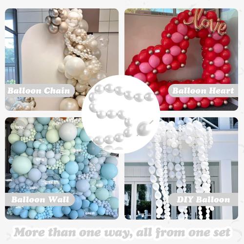 Pearl White Linking Balloons,100pcs 6 Inch Quick Link Long Balloons for Tying Balloon Arch,Tails Balloon Wall,for Wedding Anniversary Engagement Birthday Baby Shower Graduation Party Decorations