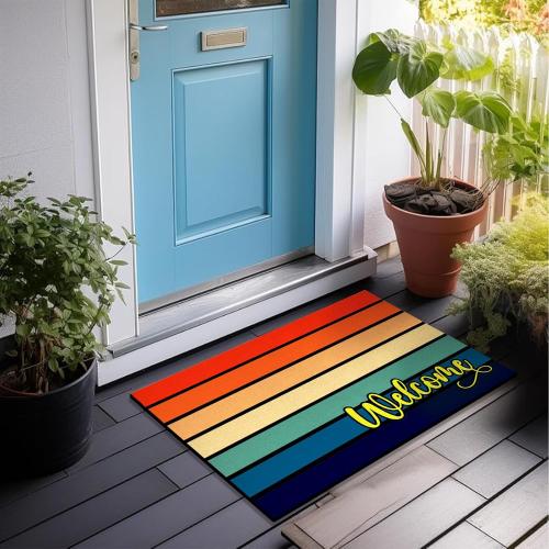 Bulijojo Rainbow Doormat, 17x30 Inch Outdoor Heavy Duty Welcome Mat