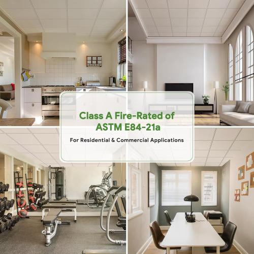 10Pack White Smooth Drop Ceiling Tiles Waterproof High-Grade PVC Ceiling Tiles Fire-Rated - Easy Drop-in Installation - Case of 10