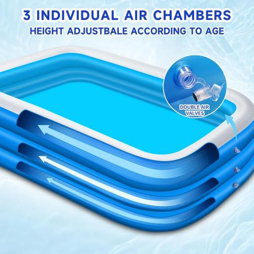 Nattork Inflatable Swimming Pool for Kids and Adults- 118 x 68 x 22 Family Full-Sized Blow Up Pools for kids -Thickened Durable Above Ground Swimming Pool Backyard Lawn, Indoor Outdoor Summer Party