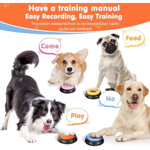 8 Pack Dog Buttons for Communication,Talking Buttons for Dogs,8 Recordable Sound Buttons   24 Scene Patterns   1 Dog Button Mat  16 AAA Batteries，30 Seconds Dog Buttons for Pet Sound Training Toy