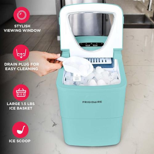 Frigidaire EFIC108-Blue Compact Ice Maker, Counter-top Portable, 26 lb per Day, Blue