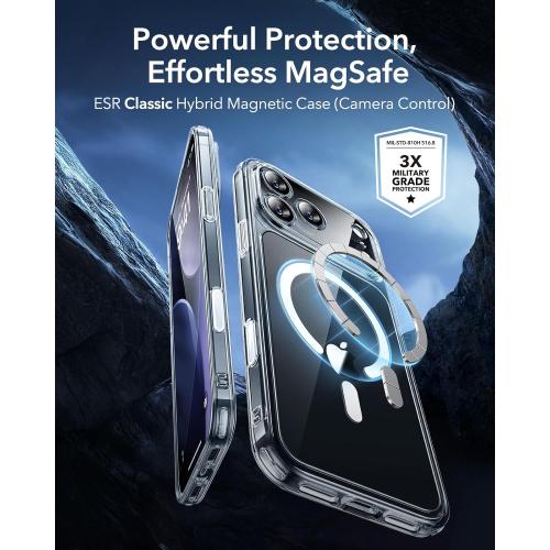 ESR for iPhone 17 Pro Max Case, Camera Control, Compatible with MagSafe, Shockproof Military-Grade Protection, Magnetic Phone Case for iPhone 17 Pro Max, Classic Hybrid Case, Clear