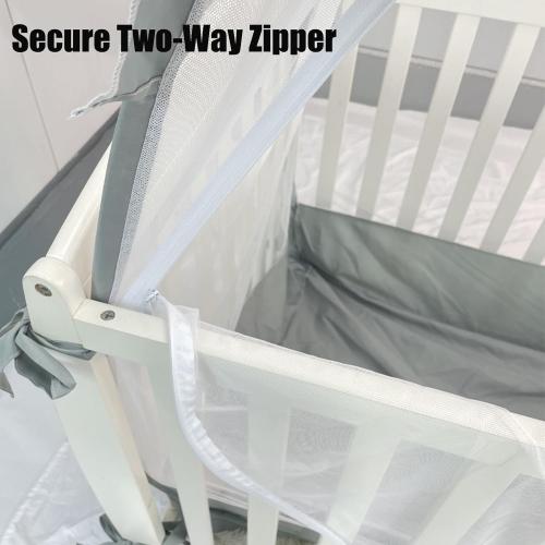 PandaEar Pop Up Crib Tent to Keep Baby from Climbing Out, Breathable Crib Net Mesh Canopy, Babies Crib Cover with Zipper, Easy Installation (Grey)