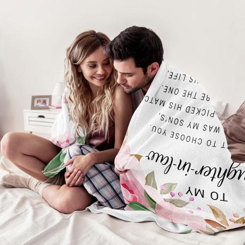 Daughter in Law Gifts Throw Blanket 60X50, Best Birthday/Wedding Gifts for Future Daughter in Law