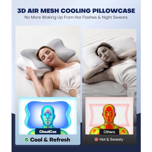 Ultra Pain Relief Cervical Neck Pillow for Sleeping, 5X Support Ergonomic Contour Pillow for Deep Sleep, Cooling Memory Foam Pillows for Adults, Orthopedic Bed Pillow for Side Back, Stomach Sleepers